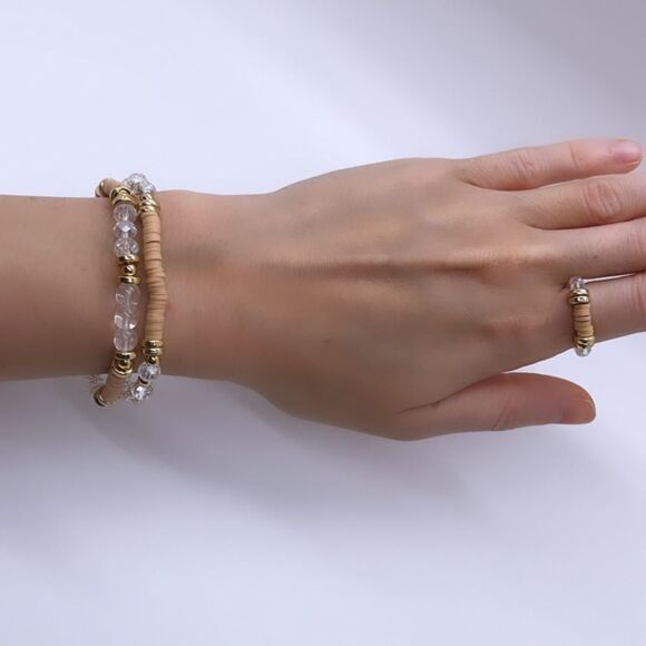 NWT Wool + Pepper Co. Tan Matching Jewelry Set - Picture 4 of 5